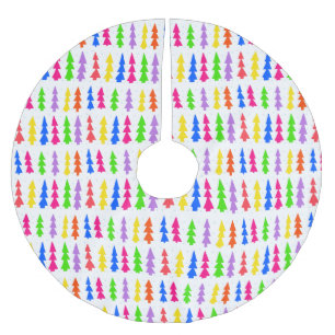 Mid Century Christmas Trees Multi Color Brushed Polyester Tree Skirt