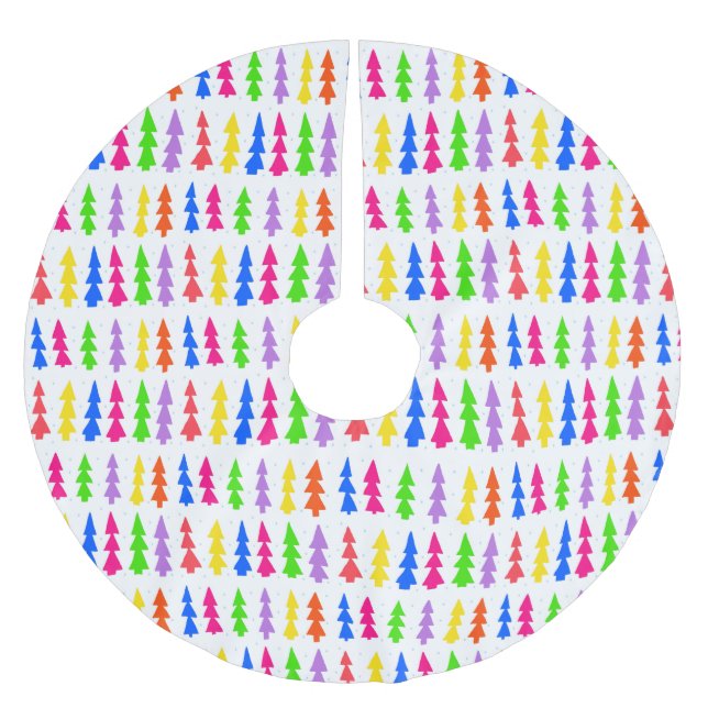 Mid Century Christmas Trees Multi Colour Brushed Polyester Tree Skirt (Front)