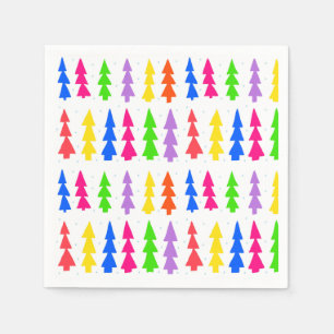 Mid Century Christmas Trees Multi Colour Napkin