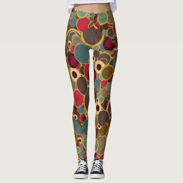 Mid-Century Circle Pattern Yoga Pants Gym Workout (Front)