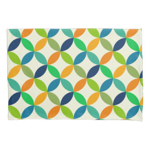 Mid Century Circles in Blue, Green and Orange  Pillowcase
