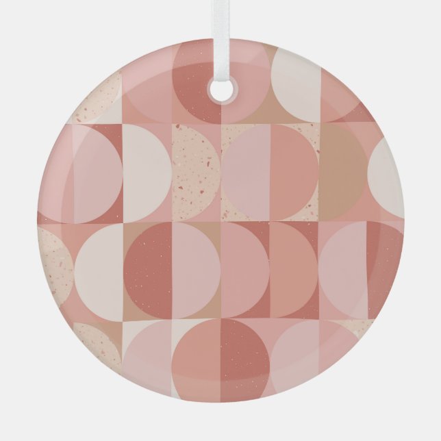 Mid-Century Circles: Modern Geometric Pattern. Glass Tree Decoration (Front)