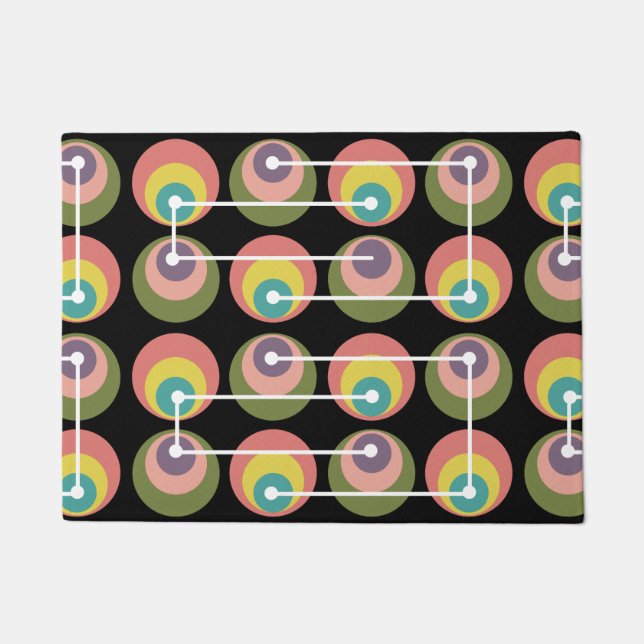 Mid Century Circles Multicolored Doormat (Front)