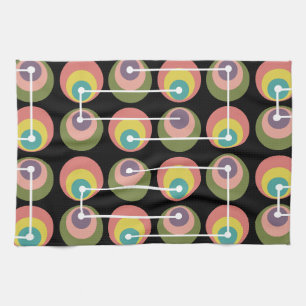 Mid Century Circles Multicolored Tea Towel