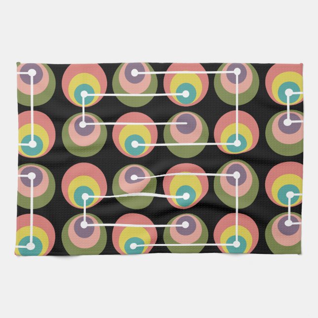 Mid Century Circles Multicolored Tea Towel (Horizontal)