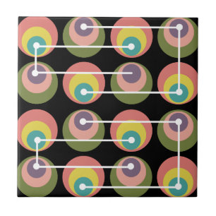 Mid Century Circles Multicolored Tile