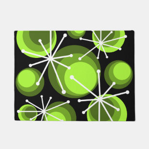 Mid Century Circles Starbursts Chartreuse Doormat