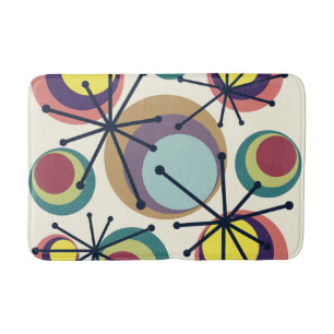 Mid Century Circles Starbursts Colourful Bath Mat