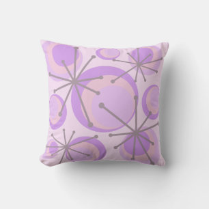 Mid Century Circles Starbursts Lavender Cushion