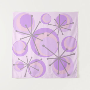 Mid Century Circles Starbursts Lavender Tapestry