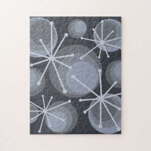 Mid Century Circles Starbursts Slate Jigsaw Puzzle