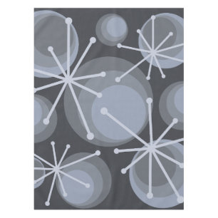 Mid Century Circles Starbursts Slate Tablecloth