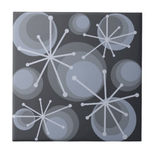 Mid Century Circles Starbursts Slate Tile