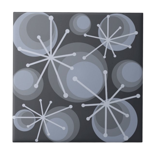 Mid Century Circles Starbursts Slate Tile (Front)