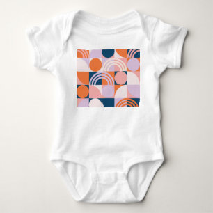 Mid-Century Circles Stripes: Geometric Pattern Baby Bodysuit