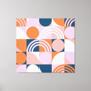 Mid-Century Circles Stripes: Geometric Pattern Canvas Print