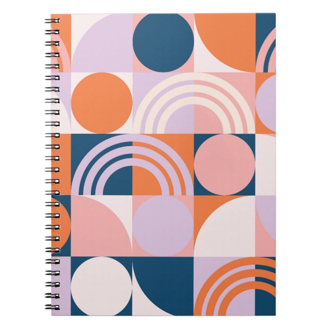 Mid-Century Circles Stripes: Geometric Pattern Notebook (Front)