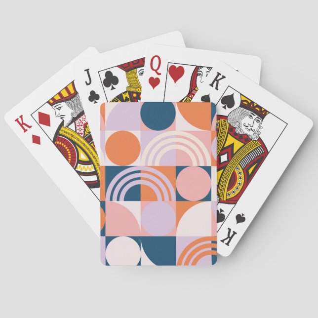 Mid-Century Circles Stripes: Geometric Pattern Playing Cards (Back)