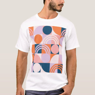 Mid-Century Circles Stripes: Geometric Pattern T-Shirt
