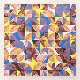 Mid-century circles, stripes, vintage tiles glass coaster