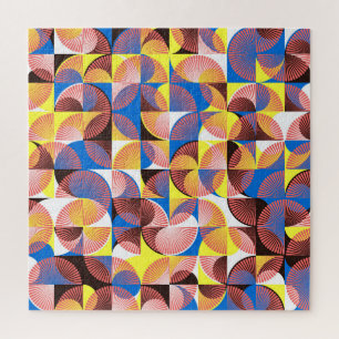 Mid-century circles, stripes, vintage tiles jigsaw puzzle