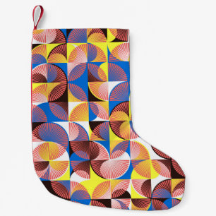 Mid-century circles, stripes, vintage tiles small christmas stocking