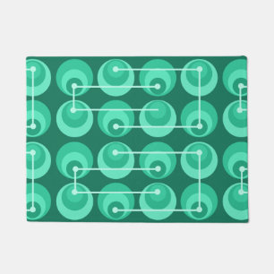 Mid Century Circles Teal Doormat
