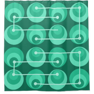 Mid Century Circles Teal Shower Curtain