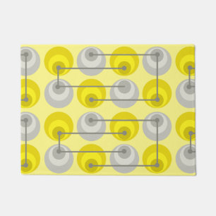 Mid Century Circles Yellow Grey Doormat