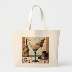 Mid-Century Cocktail Hour - New Years Eve Large Tote Bag
