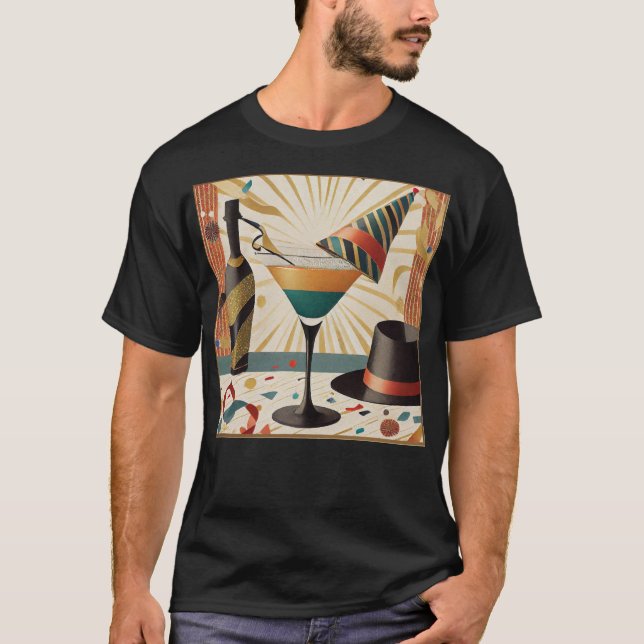 Mid-Century Cocktail Hour - New Years Eve T-Shirt (Front)