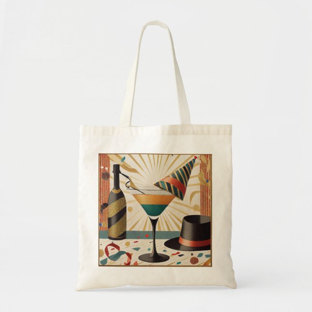 Mid-Century Cocktail Hour - New Years Eve Tote Bag (Front)
