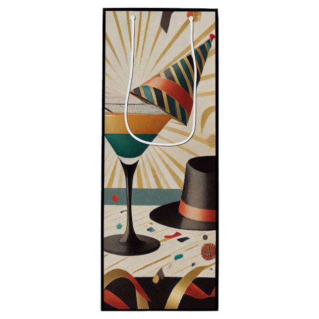 Mid-Century Cocktail Hour - New Years Eve Wine Gift Bag (Front)