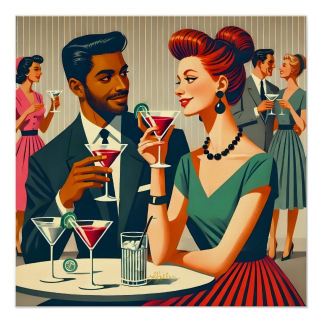 Mid Century Cocktail Party Couples - First Date Poster (Front)