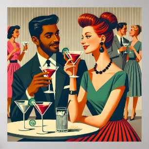 Mid Century Cocktail Party Couples - First Date Poster
