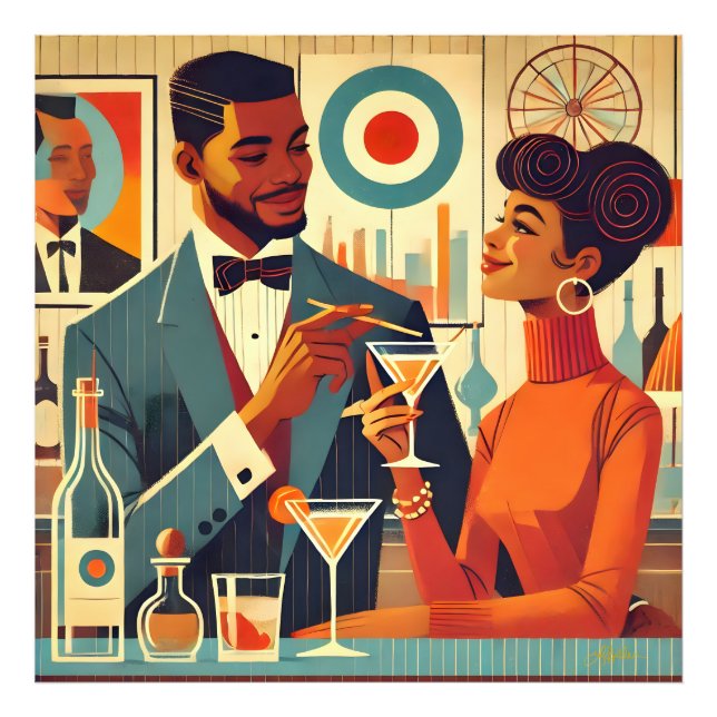 Mid Century Cocktail Party Couples - Soirée Hosts Photo Print (Front)