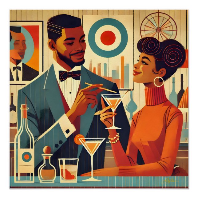 Mid Century Cocktail Party Couples - Soirée Hosts Poster (Front)