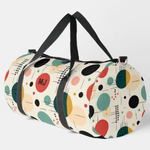 Mid century colorful geometric pattern duffle bag