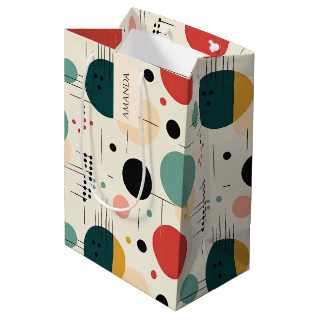 Mid century colorful geometric pattern medium gift bag (Back Angled)