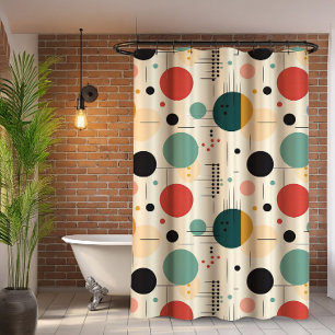Mid century colorful geometric pattern shower curtain