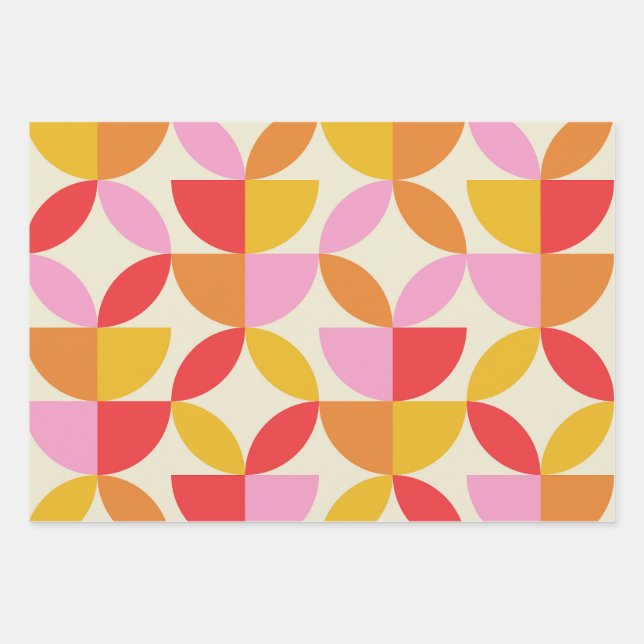 Mid Century Colorful Geometric shapes  Wrapping Paper Sheet (Front)