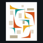 Mid Century Colourful Abstract Geometric Corners Poster<br><div class="desc">This fabulous mid century modern styled poster features abstract corners and rectangles in the colours of teal blue, red, orange, and tan brown.</div>