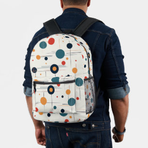 Mid-century colourful geometric shapes pattern printed backpack