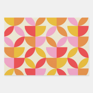 Mid Century Colourful Geometric shapes Wrapping Paper Sheet