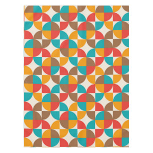Mid Century Colourful Half Circles Pattern  Tablecloth