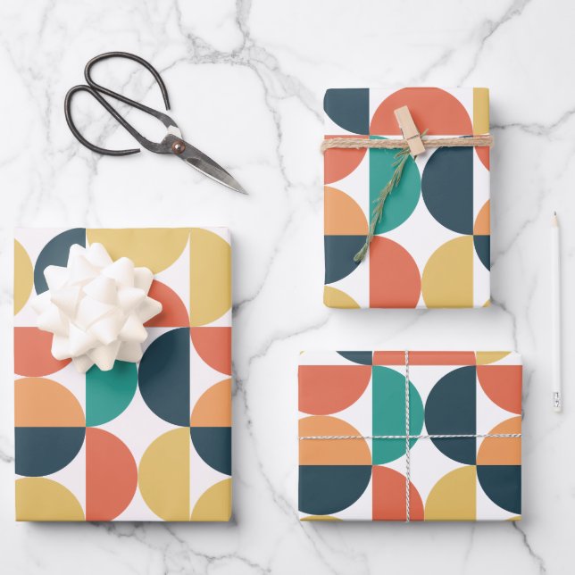 Mid Century Colourful Modern Abstract Pattern  Wrapping Paper Sheet (Front)