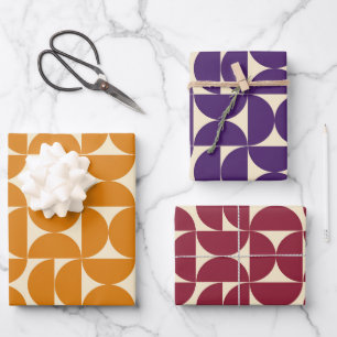 Mid Century Colourful Modern Abstract Patterns Wrapping Paper Sheet