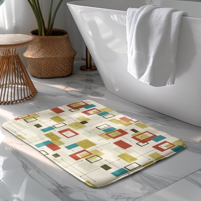 Mid-Century colourful modern geometric pattern Bath Mat (Creator Uploaded)