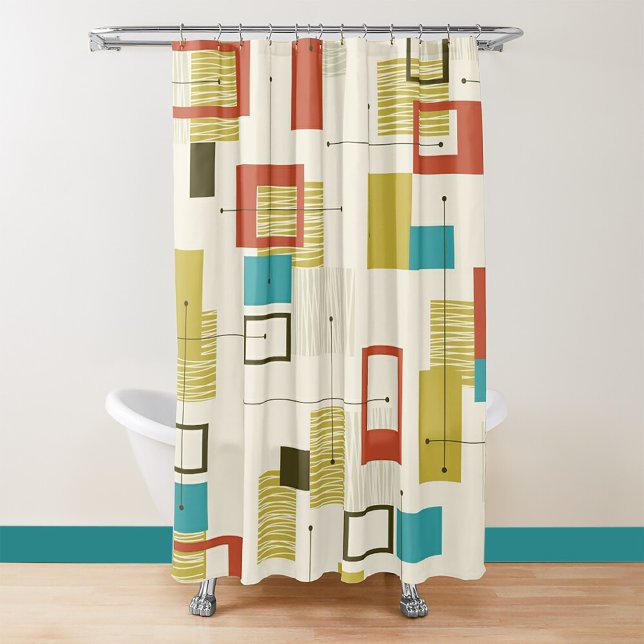 Mid-Century colourful retro geometric pattern Shower Curtain (Creator Uploaded)