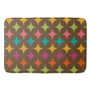 Mid Century Colourful Retro Starbursts Pattern  Bath Mat